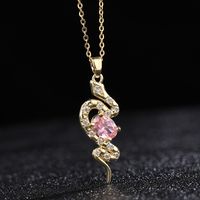 Casual Retro Simple Style Snake Copper Plating Inlay Zircon Gold Plated Pendant Necklace sku image 3