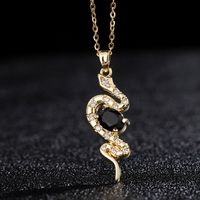 Casual Retro Simple Style Snake Copper Plating Inlay Zircon Gold Plated Pendant Necklace sku image 4