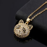Cartoon Style Hip-hop Retro Bear Copper Plating Inlay Zircon Gold Plated Pendant Necklace main image 1