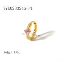 1 Pair IG Style Solid Color Plating Inlay 304 Stainless Steel Zircon 18K Gold Plated Hoop Earrings sku image 3