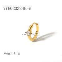 1 Pair IG Style Solid Color Plating Inlay 304 Stainless Steel Zircon 18K Gold Plated Hoop Earrings sku image 2