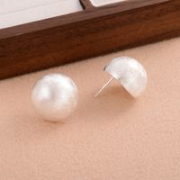 1 Pair Simple Style Round Plating Copper Silver Plated Ear Studs main image 3