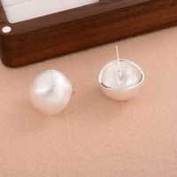 1 Pair Simple Style Round Plating Copper Silver Plated Ear Studs main image 5