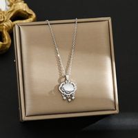 Titanium Steel Simple Style Plating Inlay Heart Shape Flower Zircon Pendant Necklace sku image 10