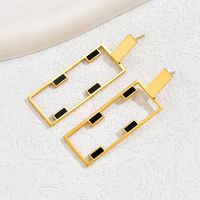 1 Pair Elegant Modern Style Commute Square Asymmetrical Plating 201 Stainless Steel Plastic 18K Gold Plated Drop Earrings main image 8