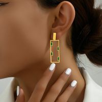 1 Pair Elegant Modern Style Commute Square Asymmetrical Plating 201 Stainless Steel Plastic 18K Gold Plated Drop Earrings main image 9