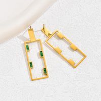 1 Pair Elegant Modern Style Commute Square Asymmetrical Plating 201 Stainless Steel Plastic 18K Gold Plated Drop Earrings main image 3