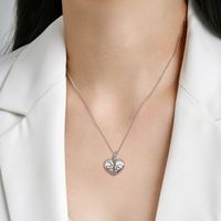 Cute Simple Style Heart Shape Sterling Silver Inlay Zircon Pendant Necklace main image 3
