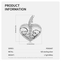 Cute Simple Style Heart Shape Sterling Silver Inlay Zircon Pendant Necklace main image 2