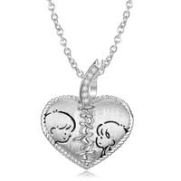 Cute Simple Style Heart Shape Sterling Silver Inlay Zircon Pendant Necklace main image 1