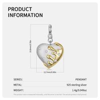 Sweet Simple Style Heart Shape Sterling Silver Inlay Zircon Pendant Necklace main image 2