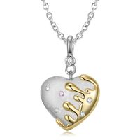 Sweet Simple Style Heart Shape Sterling Silver Inlay Zircon Pendant Necklace main image 5