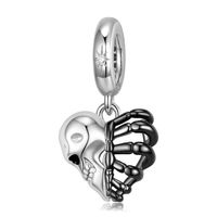 Hip-hop Retro Heart Shape Skull Sterling Silver Plating Inlay Zircon Silver Plated Charms main image 1