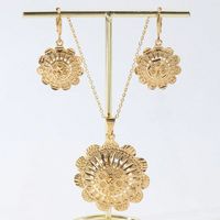 Simple Style Round Flower Copper Plating 18k Gold Plated Jewelry Set main image 7