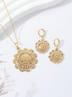 Simple Style Round Flower Copper Plating 18k Gold Plated Jewelry Set main image 9