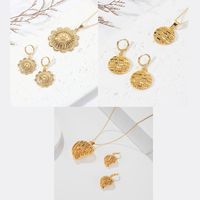 Simple Style Round Flower Copper Plating 18k Gold Plated Jewelry Set main image 1