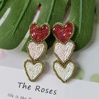 1 Piece Nordic Style Sweet Commute Heart Shape Handmade Plating Cloth Silver Plated Drop Earrings main image 3