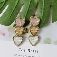 1 Piece Nordic Style Sweet Commute Heart Shape Handmade Plating Cloth Silver Plated Drop Earrings main image 4
