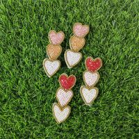 1 Piece Nordic Style Sweet Commute Heart Shape Handmade Plating Cloth Silver Plated Drop Earrings main image 2