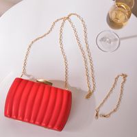 White Red Black Pu Leather Solid Color Square Evening Bags main image 4