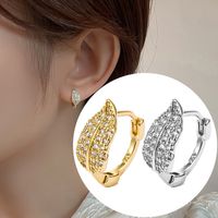 1 Piece Simple Style Commute Leaf Plating Inlay Copper Zircon Earrings main image 1