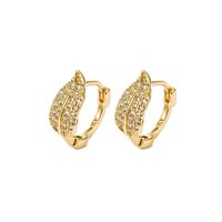 1 Piece Simple Style Commute Leaf Plating Inlay Copper Zircon Earrings main image 4