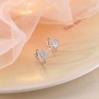 1 Piece Simple Style Commute Leaf Plating Inlay Copper Zircon Earrings main image 3