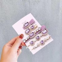 Simple Style Square Alloy Plating Inlay Rhinestones Pearl Hair Clip 1 Set sku image 20
