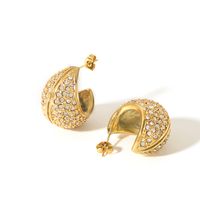1 Pair Vintage Style Round Plating Inlay 304 Stainless Steel Rhinestones 18K Gold Plated Earrings main image 4