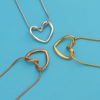 Stainless Steel 18K Gold Plated Simple Style Plating Hollow Out Heart Shape None Pendant Necklace Necklace main image 4