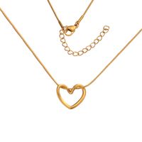 Stainless Steel 18K Gold Plated Simple Style Plating Hollow Out Heart Shape None Pendant Necklace Necklace main image 6