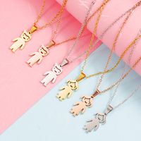 Stainless Steel 18K Gold Plated Casual Cute Polishing Plating Human None Pendant Necklace main image 6