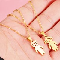 Stainless Steel 18K Gold Plated Casual Cute Polishing Plating Human None Pendant Necklace main image 2
