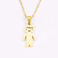 Stainless Steel 18K Gold Plated Casual Cute Polishing Plating Human None Pendant Necklace sku image 3