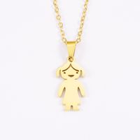 Stainless Steel 18K Gold Plated Casual Cute Polishing Plating Human None Pendant Necklace sku image 4