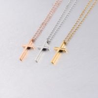 Stainless Steel Titanium Steel 18K Gold Plated Simple Style Plating Cross None Pendant Necklace main image 4