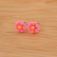 1 Pair Sweet Simple Style Flower Plating Stainless Steel Resin Resin None Ear Studs sku image 10