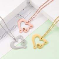 Titanium Steel 18K Gold Plated Simple Style Plating Hollow Out Heart Shape Notes None Pendant Necklace main image 6