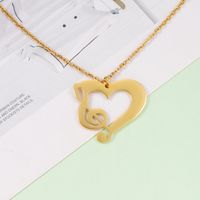 Titanium Steel 18K Gold Plated Simple Style Plating Hollow Out Heart Shape Notes None Pendant Necklace main image 2