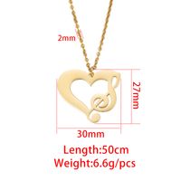 Titanium Steel 18K Gold Plated Simple Style Plating Hollow Out Heart Shape Notes None Pendant Necklace main image 4