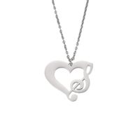 Titanium Steel 18K Gold Plated Simple Style Plating Hollow Out Heart Shape Notes None Pendant Necklace main image 5