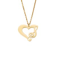 Titanium Steel 18K Gold Plated Simple Style Plating Hollow Out Heart Shape Notes None Pendant Necklace sku image 2