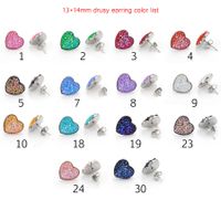 1 Pair Simple Style Heart Shape Stainless Steel Resin Resin None Ear Studs main image 2