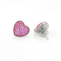 1 Pair Simple Style Heart Shape Stainless Steel Resin Resin None Ear Studs sku image 1