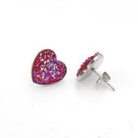 1 Pair Simple Style Heart Shape Stainless Steel Resin Resin None Ear Studs sku image 2