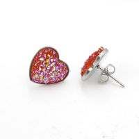 1 Pair Simple Style Heart Shape Stainless Steel Resin Resin None Ear Studs sku image 5