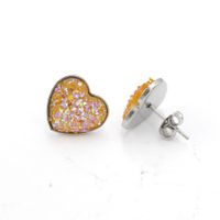 1 Pair Simple Style Heart Shape Stainless Steel Resin Resin None Ear Studs sku image 6