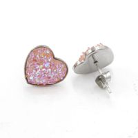 1 Pair Simple Style Heart Shape Stainless Steel Resin Resin None Ear Studs sku image 4