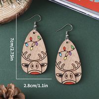 1 Pair Cute Vintage Style Elk Printing Wood Drop Earrings main image 3