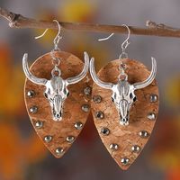 1 Pair Retro Water Droplets Cattle Pu Leather Drop Earrings main image 5